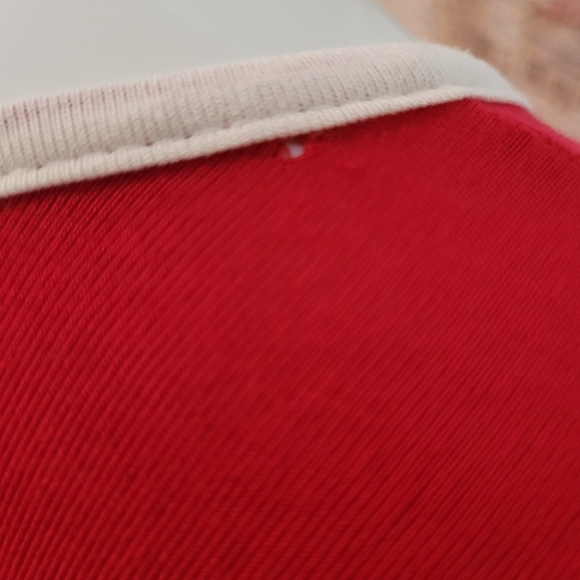 P.Michael Arkansas Razorbacks red long flowy tunic white trim asymmetrical hem L - Picture 3 of 15